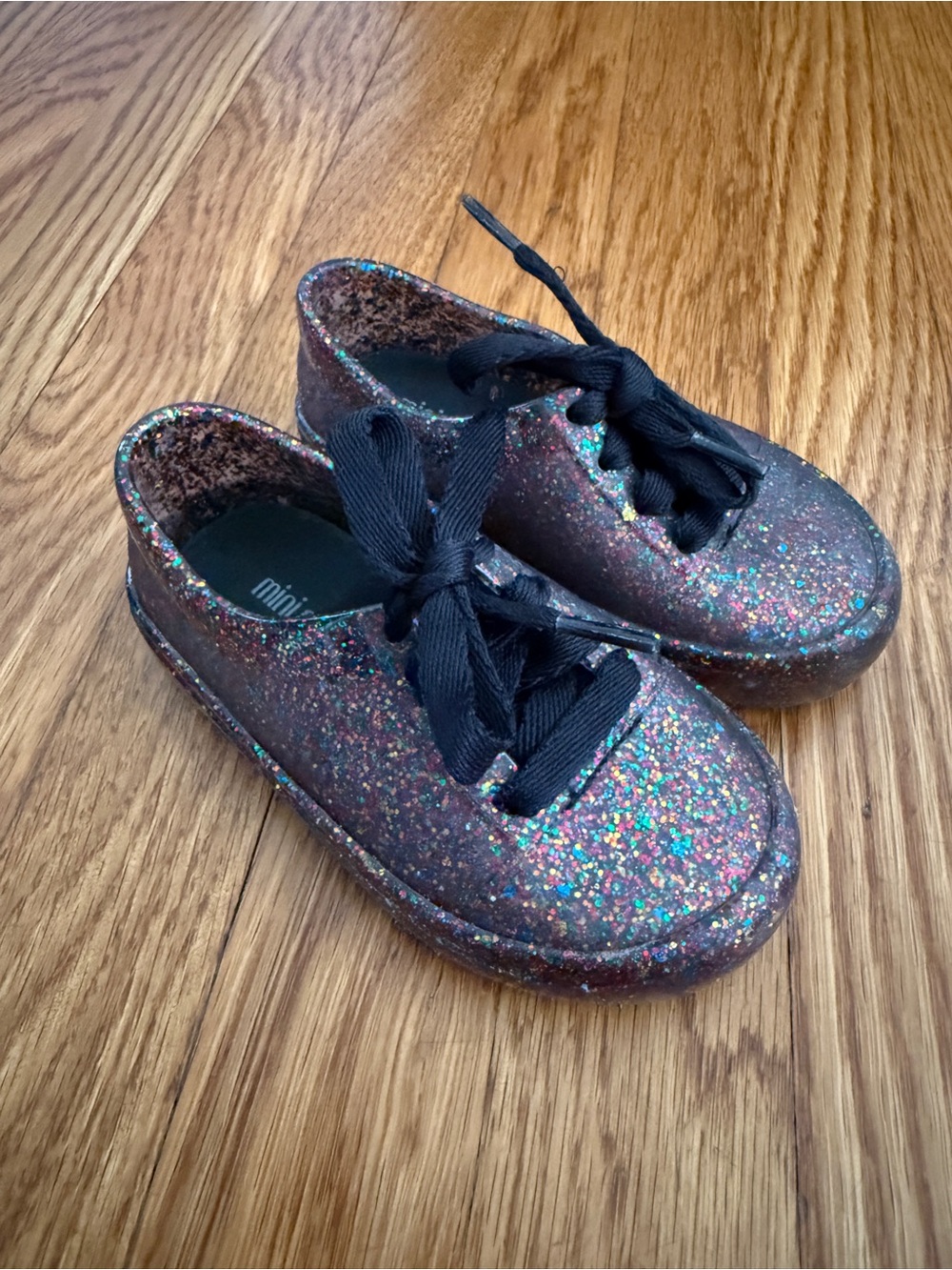 Mini Melissa black jelly glitter tennis shoes 7